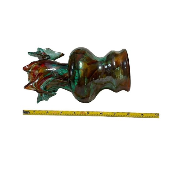 Vintage Murano Art Glass Hand Blown Brown Green Vase Twisted Beautiful! - Picture 3 of 8